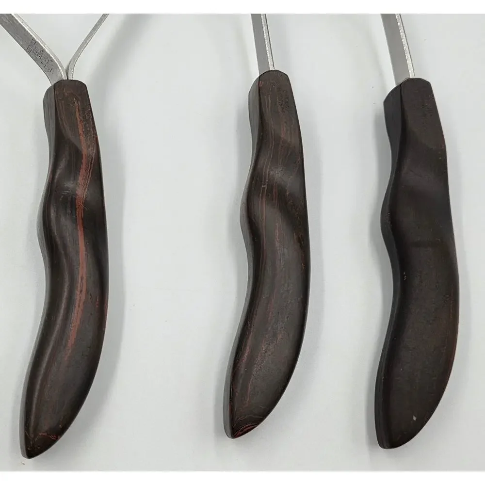 CUTCO Serving Utensil Set 3 Pc Slotted Spoon Basting Serving Masher Brown Swirl